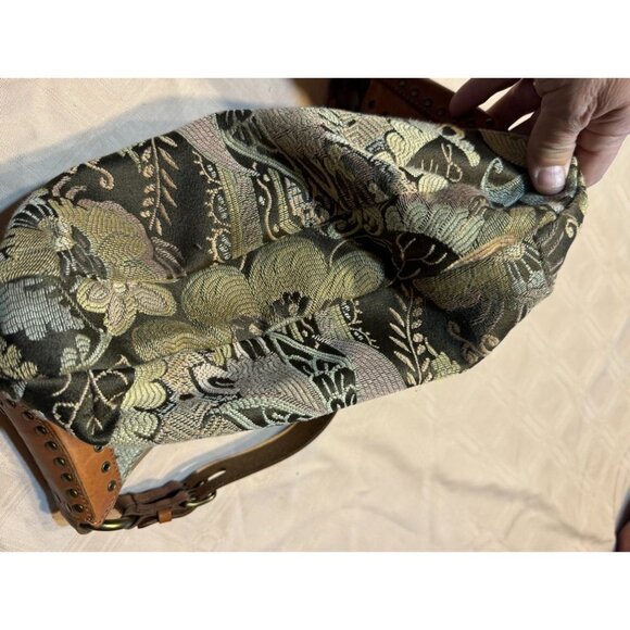 Fossil Vintage Floral Tapestry Shoulder Bag With Leather Strap & Brass Studs - Picture 6 of 6